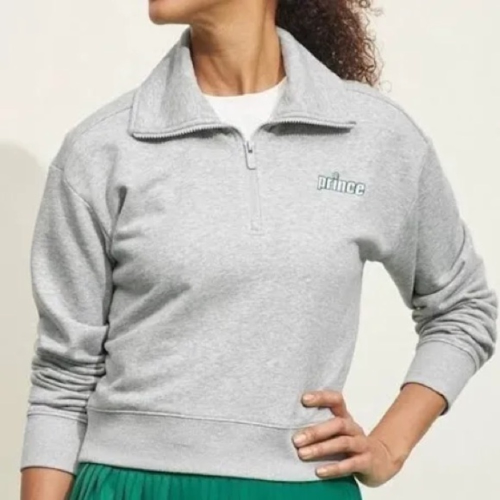 Prince Pickleball for Target Gray Zippered Polo Pullover Sweatshirt